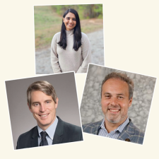 Overlay text for each photo in this order: 1st is Steve Goudy, MD 2nd picture is Omer Inan, PhD 3rd picture is Natasha Rishi-Bohra